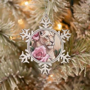 "Regal Bloom" Snowflake Pewter Christmas Ornament