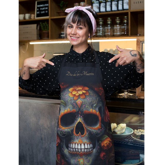 Regal Bloom Sugar Skull, custom Apron (Creator Uploaded)