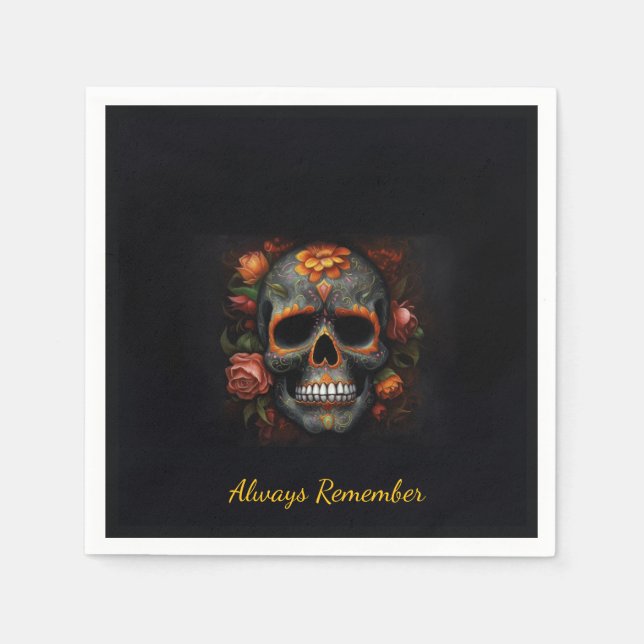 Regal Bloom Sugar Skull, custom Napkin (Front)