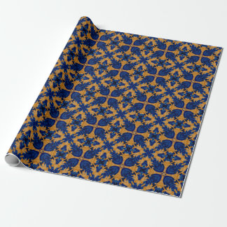 Regal Blue and Gold Motif Crest Heraldry Wrapping Paper