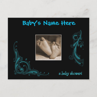 Regal Blue Baby Boy Shower Invitation Postcard