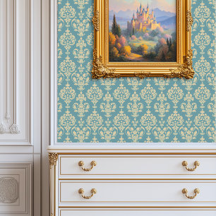Regal Blue Damask Princesscore Wallpaper