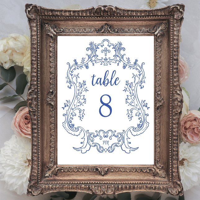 Regal Blue | Vintage Baroque Frame Table Number (Creator Uploaded)