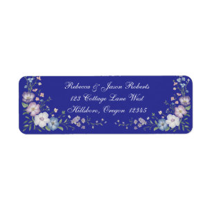 Regal Blue Vintage Elegance Garden Blooms Return Address Label