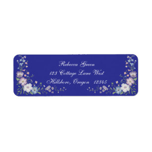 Regal Blue Vintage Elegance Garden Blooms Return Address Label