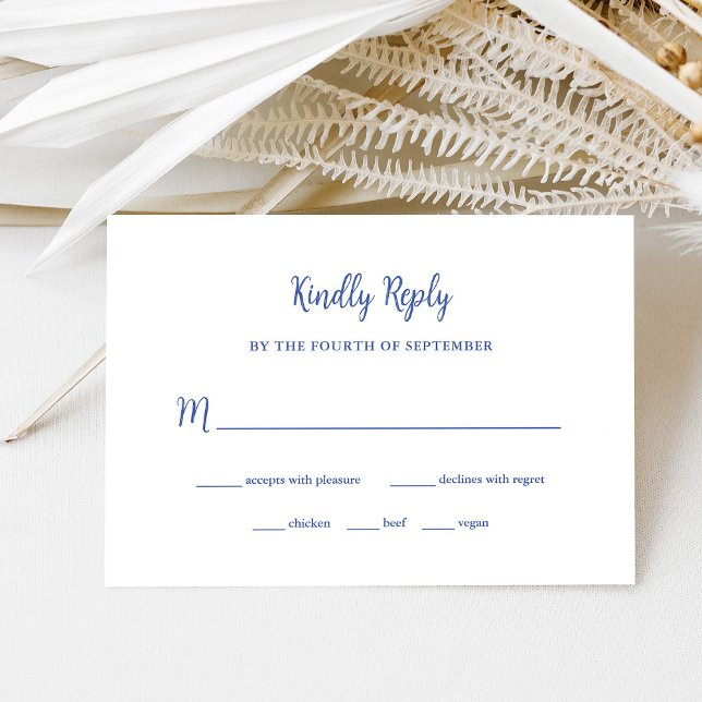 Regal Blue | Wedding Meal Choice RSVP Card (Creator Uploaded)