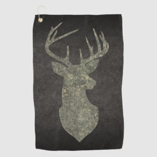 Regal Buck Trophy Deer Silhouette in Camouflage Golf Towel