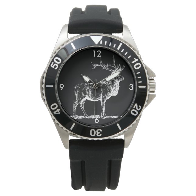 Regal Bull Elk in Black and White Watch (Front)