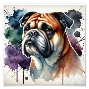 Regal Bulldog Watercolor Art Photo Print