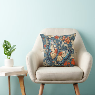 Regal Butterfly Amidst William Morris Floral Cushion