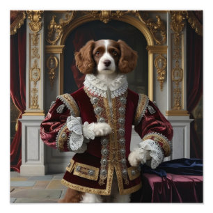 Regal Canine Renaissance Dog Portrait Digital Art Photo Print