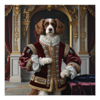 Regal Canine Renaissance Dog Portrait Digital Art Photo Print