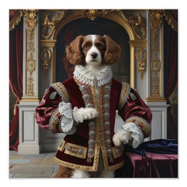Regal Canine Renaissance Dog Portrait Digital Art Photo Print (Front)