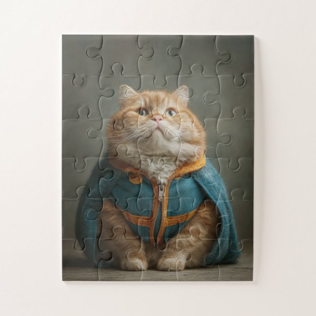 Regal Cat in Blue Cloak – Puzzle (Vertical)