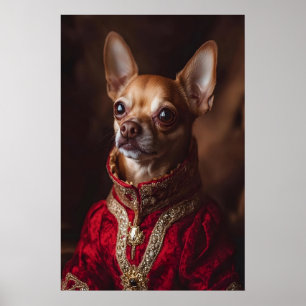 Regal Chihuahua Art Print, Vintage Pet Portrait Poster