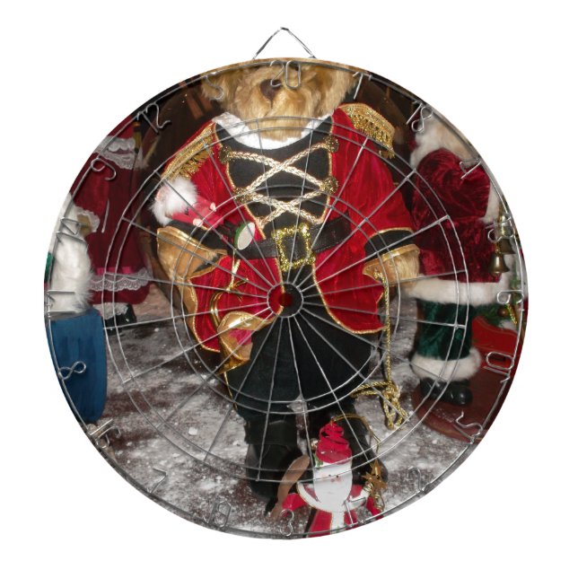 Regal Christmas Teddy Bear Holiday Art Print Dartboard (Front)