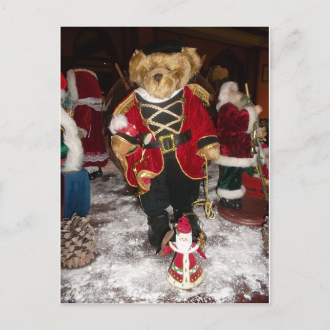 Regal Christmas Teddy Bear Holiday Art Print Postcard (Front)