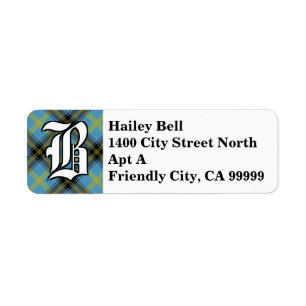 Regal Clan Bell Tartan Monogram Return Address Label