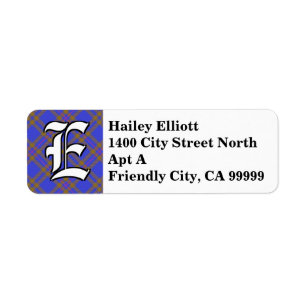 Regal Clan Eliott Tartan Monogram Return Address Label