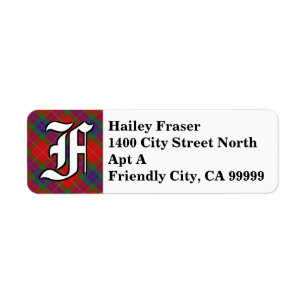 Regal Clan Fraser Tartan Monogram Return Address Label