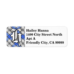 Regal Clan Hannay Tartan Monogram Return Address Label
