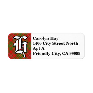 Regal Clan Hay Tartan Monogram Return Address Label