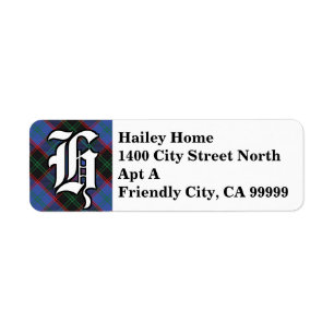 Regal Clan Home Hume Tartan Monogram Return Address Label