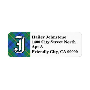Regal Clan Johnstone Johnston Tartan Monogram Return Address Label