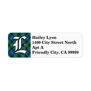 Regal Clan Lyon Tartan Monogram Return Address Label