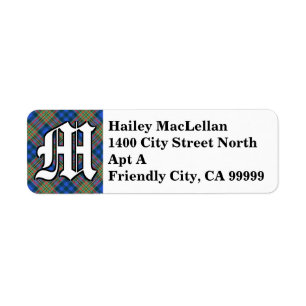 Regal Clan MacLellan Tartan Monogram Return Address Label