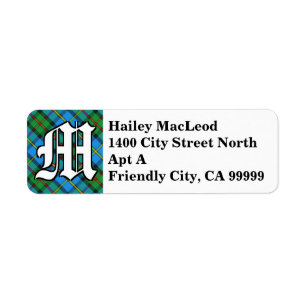 Regal Clan MacLeod of Harris Tartan Monogram Return Address Label
