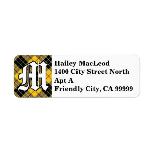 Regal Clan MacLeod of Lewis Tartan Monogram Return Address Label