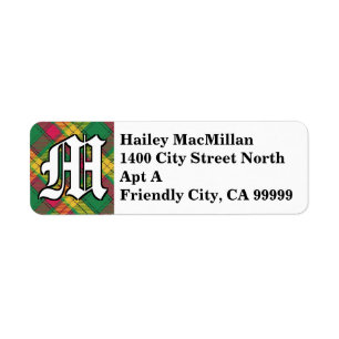 Regal Clan MacMillan Tartan Monogram Return Address Label