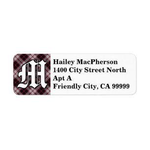 Regal Clan MacPherson Tartan Monogram Return Address Label