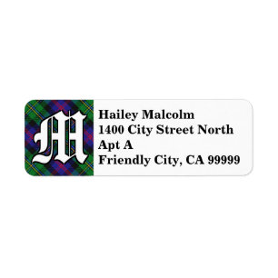 Regal Clan Malcolm Tartan Monogram Return Address Label