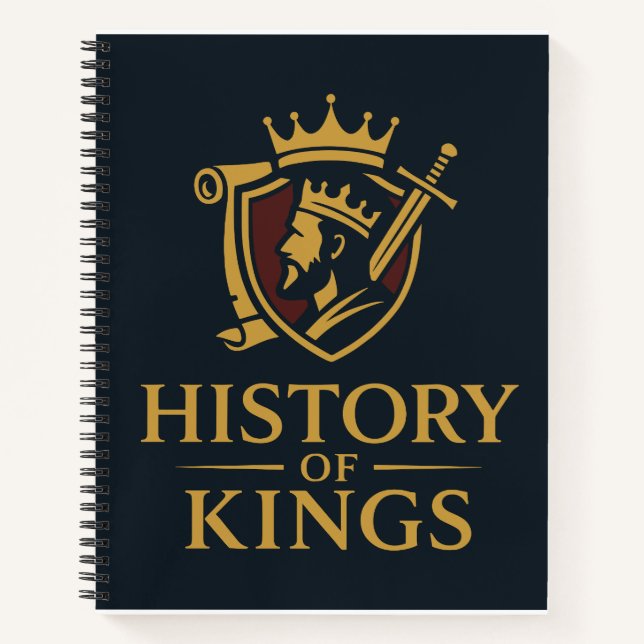 Regal crest logo with crowned king and sword notebook (Front)