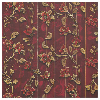 Regal Crimson Velvet with Golden Floral Fabric