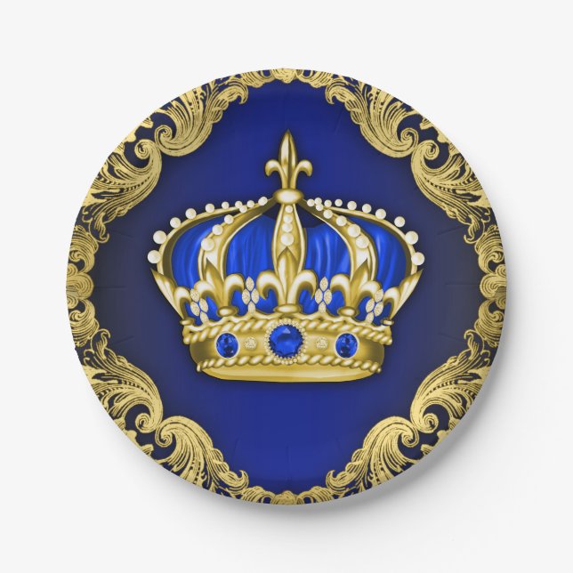 Regal Crown Royal Baby Shower Paper Plate (Front)