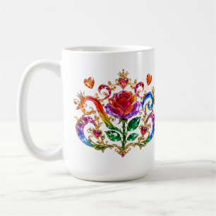 Regal Crystal Rose Diamond Crown Queen Coffee Mug