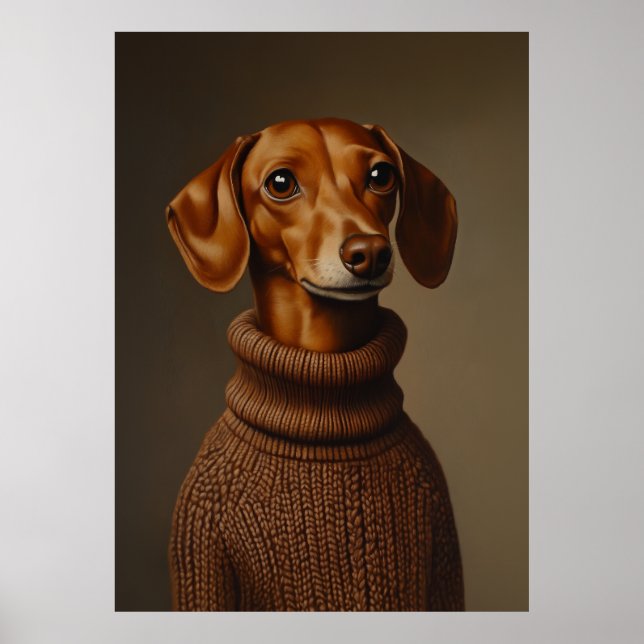 Regal Dachshund in a Turtleneck Poster (Front)