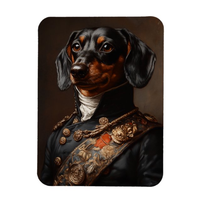 Regal Dachshund in Napoleonic Military Uniform Magnet (Vertical)