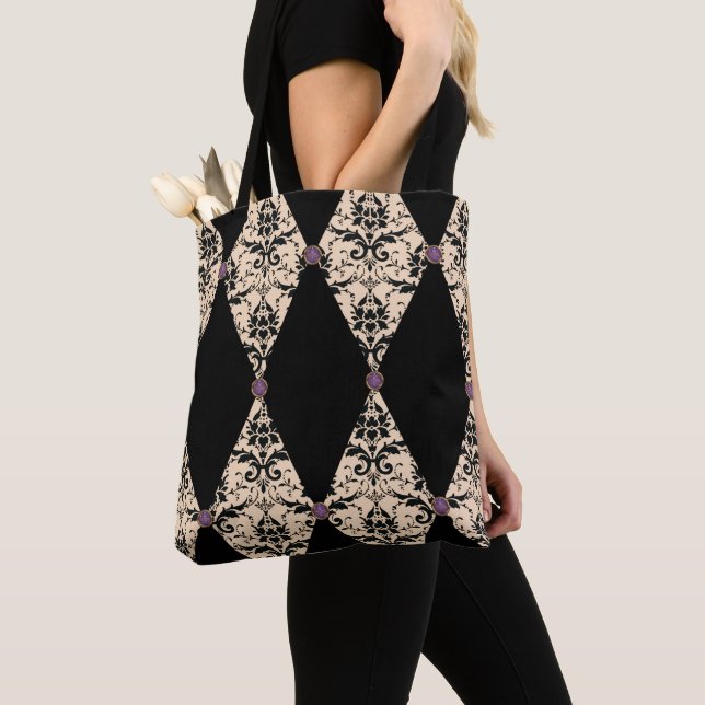 Regal Diamonds in Damask: Redefined Elegance Tote Bag (Close Up)