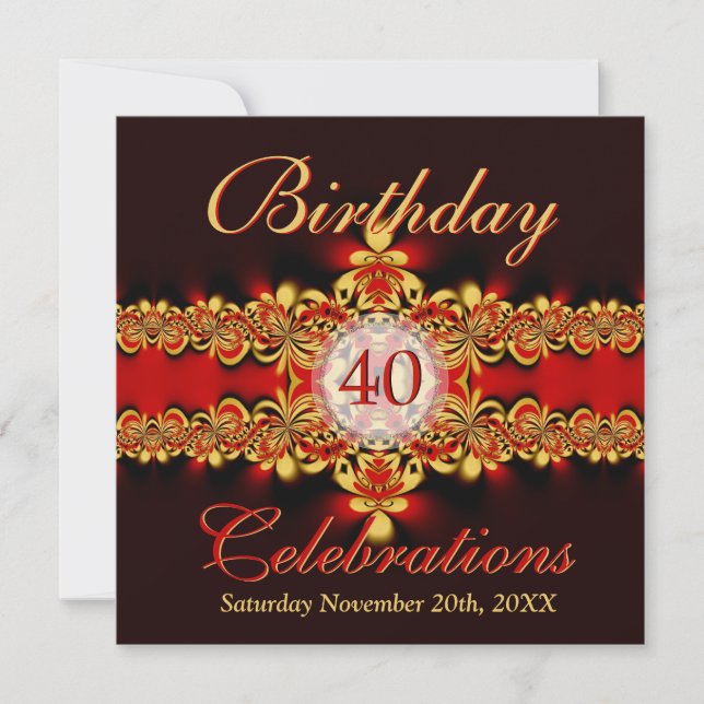 Regal Diva red garter lace Invitation (Front)