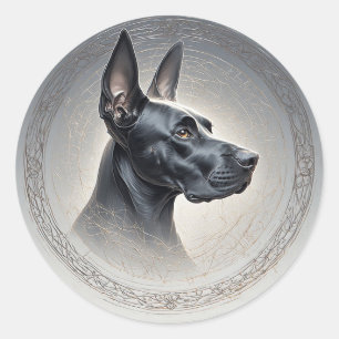 Regal Dog in Artistic Ornate Circle Classic Round Sticker