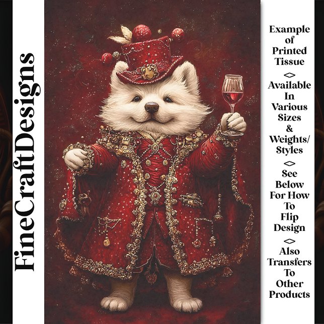 Regal Dog In Red With Red Wine AW8 Decoupage Tissue Paper (Creator Uploaded)