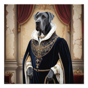 Regal Dog in Renaissance Attire - Digital Art for  Photo Print