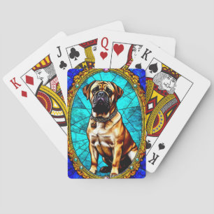 Regal Dog Portrait with Lavish Gold Frame Playing Cards