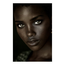 Regal Ebony Portrait Intense Gaze Gold Hoops