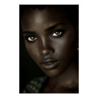 Regal Ebony Portrait Intense Gaze Gold Hoops