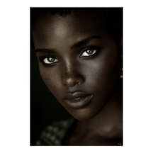 Regal Ebony Portrait Intense Gaze Gold Hoops